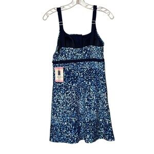 NEW Land's End Ladies Swim Dress Small Blue Floral Adjustable Straps